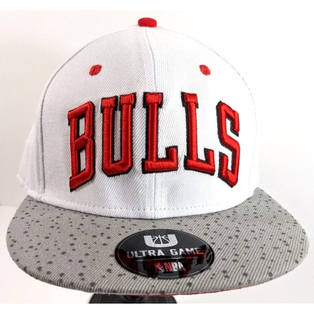 NBA Chicago Bulls Embroidered Logo Snapback Hat Cap White/Red/Gray Ultra Game